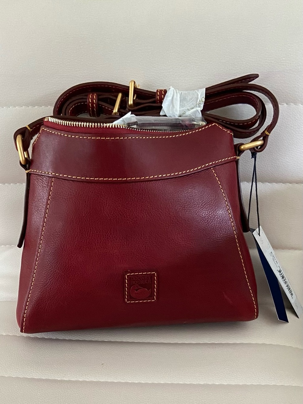 Dooney & Bourke Red Leather Crossbody with Gold Hardware